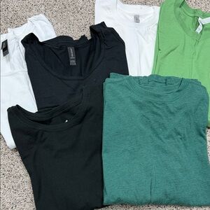 6 - brand new solid colored tops 2 tanks, 2 short sleeve & 2 long sleeve